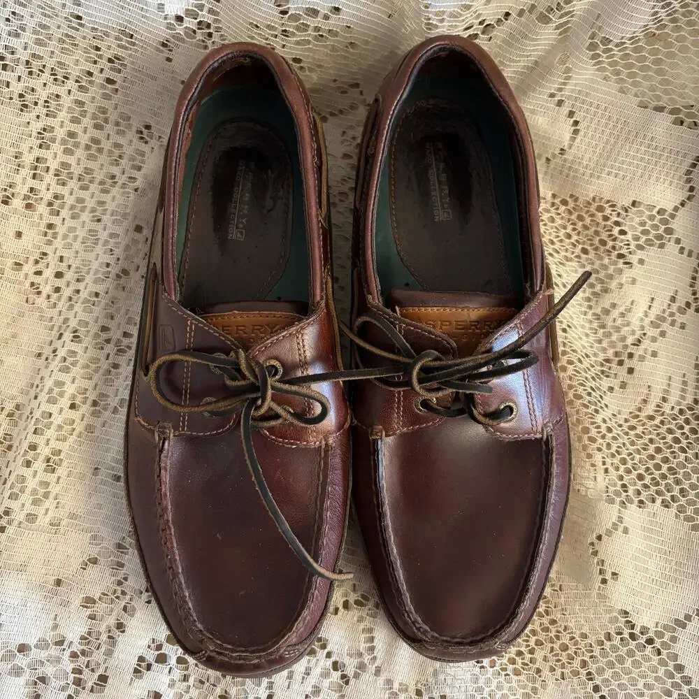 Sperry Mako 2-Eye Men's US 11 M Dark Brown Leather Boat Shoes